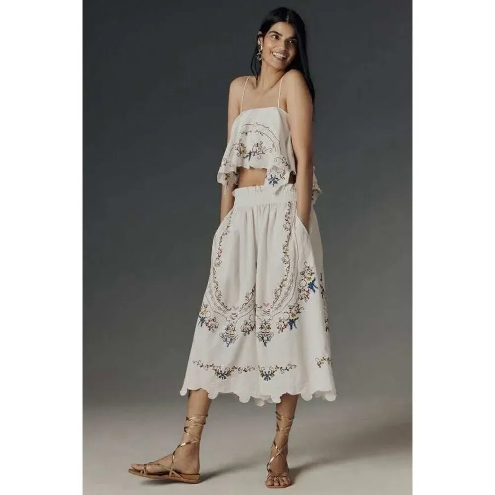 Anthropologie Embroidered Culottes $179